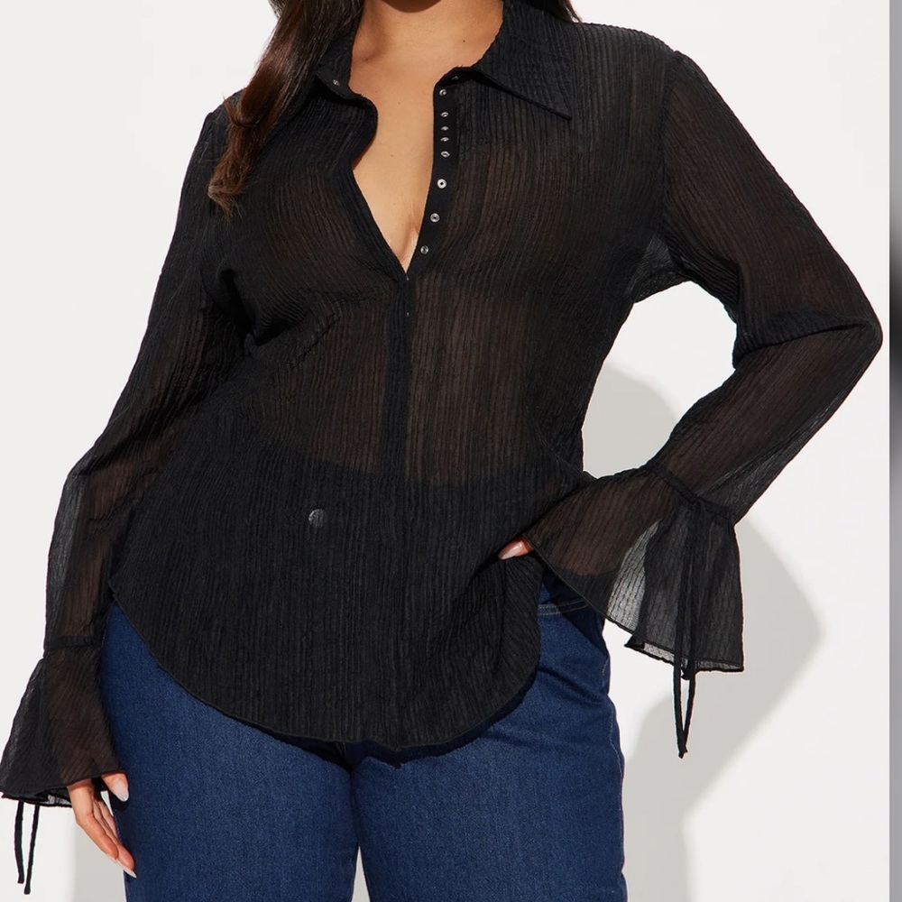 Elegant Black Sheer Women's Top